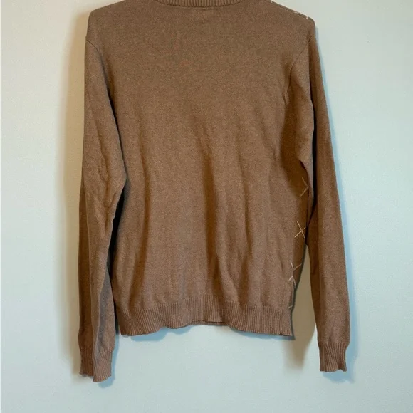 Van Heusen Men’s Camel Tan Argyle Quarter-Zip Sweater - Size S - Picture 4 of 6